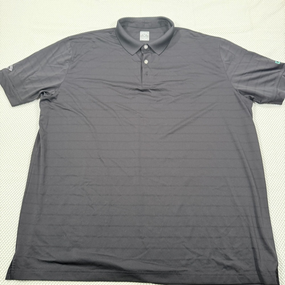 Callaway Polo Shirt Mens 3XL XXXL Black Textured Striped Short Sleeve Golf Tour